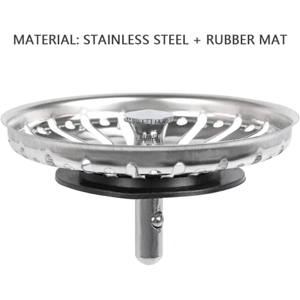 2 kpl pesuallassihdin/tulpan pesuallasnapin reikään keittiöön/kylpyhuoneeseen, halkaisija 84 mm, pallokärjellä, ruostumattomasta teräksestä