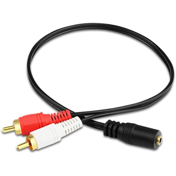 1 stk. 3,5 mm stereo hun til to RCA stereo han Y-kabel lyd lydkonverteringsledning omkostningseffektiv og holdbar