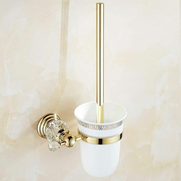 Metallinen WC WC WC WC kiillotetulla lasilla ja kultaisella designilla, WC-tarvikkeet, WC-tuki ja kultainen kylpyhuoneen viimeistely