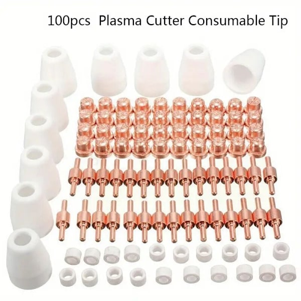 100 stk. Plasma Tip Hypper Elektrode, Plasma Decoupe Elektrode Tip Dyse, Luft Decoupe med forbrugsplasma, Plasma Decouper til LG-40 PT-31 Cut40 Cu