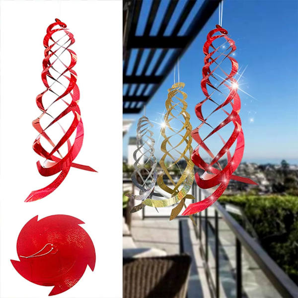 3-delt fugleskræmmer, spiralformet fugleskræmmer, spiralformet plaststang, reflekterende fugl, due, måge og insekt afvisende middel til at beskytte dine blomster og g