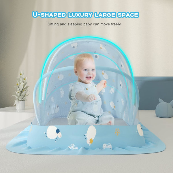 Baby Säng Myggnät, Pop up Bärbar Fällbar Myggnät Fällbar Baby Säng, Insektskydd med Anti-ljus Inomhus Utomhus Säng Myggnät för