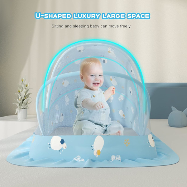 Baby Säng Myggnät, Pop up Bärbar Fällbar Myggnät Fällbar Baby Säng, Insektskydd med Inomhus Anti-ljus Säng Myggnät