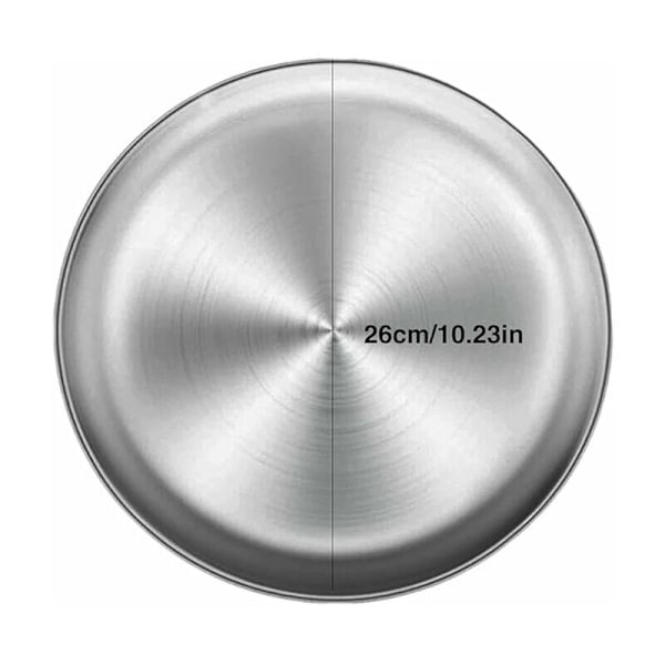 Pizzaform i rustfritt stål, rund pizzabakeplate Pizzaovn i rustfritt stål, rund multifunksjonell oppbevaringsbrett metall kokeplate med 26 cm