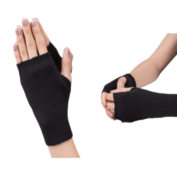 Harmaa ja musta naisten sormettomat hanskat Fleece lämmin talvi unisex