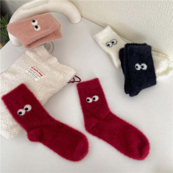 5 par plyschstrumpor för kvinnor, vintervarma fleece-tjocka strumpor, mjuka och bekväma kvinnors stickade socker