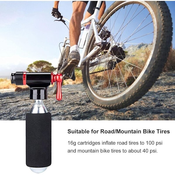 Pro Bike Tool Nopea ja Helppo CO2-pumppu - Sopii Presta- ja Schrader-venttiileille - Polkupyörän Rengaspumppu Maantie- ja Maastopyörille - Eristetty Holkki - CO2-patruuna