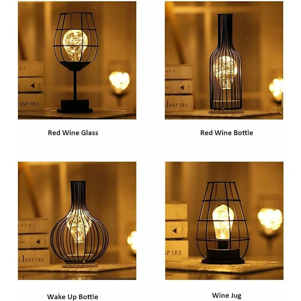Dekorativ bordlampe, Retro bordlampe, Bur-stil, nattlys, retro, batteridrevet, soverom skrivebordslampe energiklasse A: energiklasse A: (Karaffel