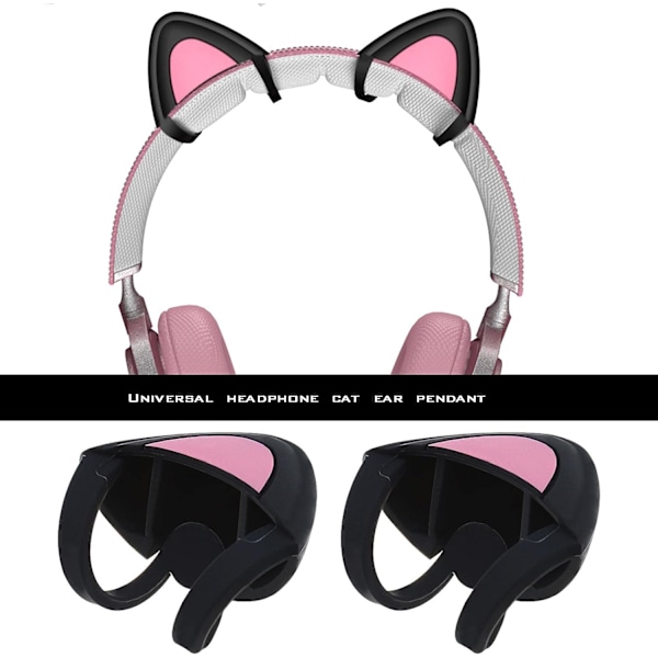Sort - 1 par over-ear silikone-øretelefoner med søde dekorative justerbare stropper til live videospil-headset