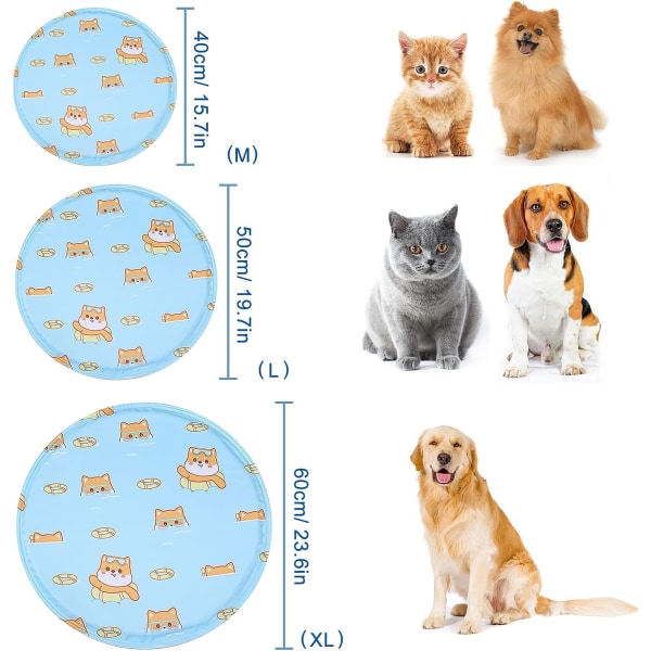 Kylmatta för hund, blå (M (40 cm)) Kylmatta för husdjur Håll dig kall, giftfri gelkylmatta Reptålig kylmatta för hundkatt,