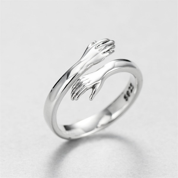 925 Sterling Silver för kvinnors kramring, vänskapssmycke med öppen ring