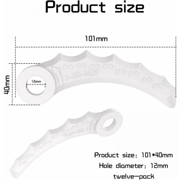 12 stk. plastblader kompatible med Makita 198383-1 og 198426-9, Makita DUR189RF kantklipp, UR100DZ, DUR191LZX3, DUR181Z, DUR192LZ, DUR368AZ, DUR