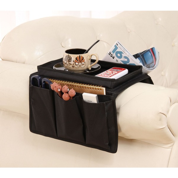 1 stk. (sort, ca. 30*18*18cm) Sofa Armrest Opbevaringspose Sofa Opbevaringspose Organizer til Fjernbetjening/Tekop