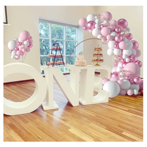 107stk rosa bursdagspynt sett konfettiballonger og gratulerer med dagen bakgrunnsbanner bursdagsbakgrunn for festdekor