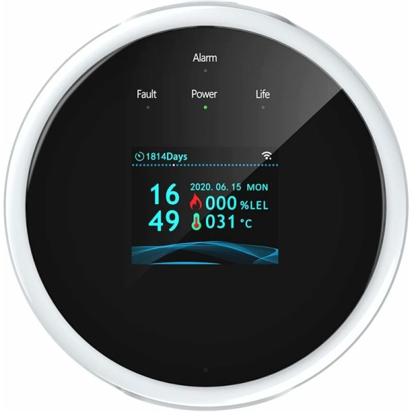 Tuya Wi-Fi gasläckagedetektor och brandlarm LCD-display väggmontering APP-kontroll Smart Wi-Fi naturgas/LPG-testare