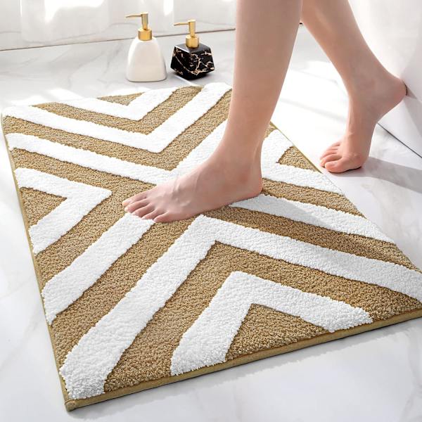 Halkskyddad badrumsmatta, mjuk mikrofiberduschmatta, vattenabsorberande, maskintvättbar, 50*80cm, brun