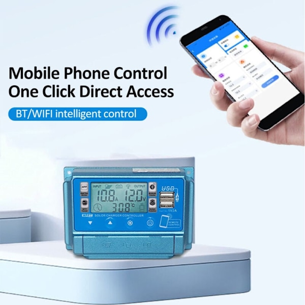 WiFi solcelleoplader controller + BT 60A Controllere MPPT MPPT 12V / 24V / 36V / 48V / 60V LCD display Output controller Dobbelt USB 5V SOLD CHELL TO TAP