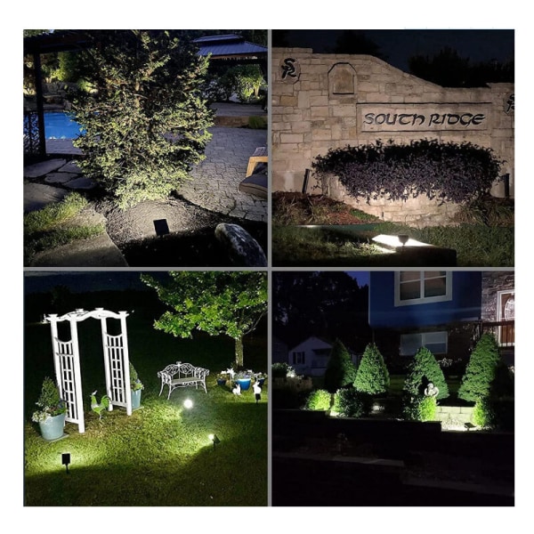 Utendørs solcelled spotlight, LED solcellelys vanntett IP67, 6500K justerbar solcelled spotlight med 2 lysmoduser, kaldt lys for hage, gårdsplass, driv