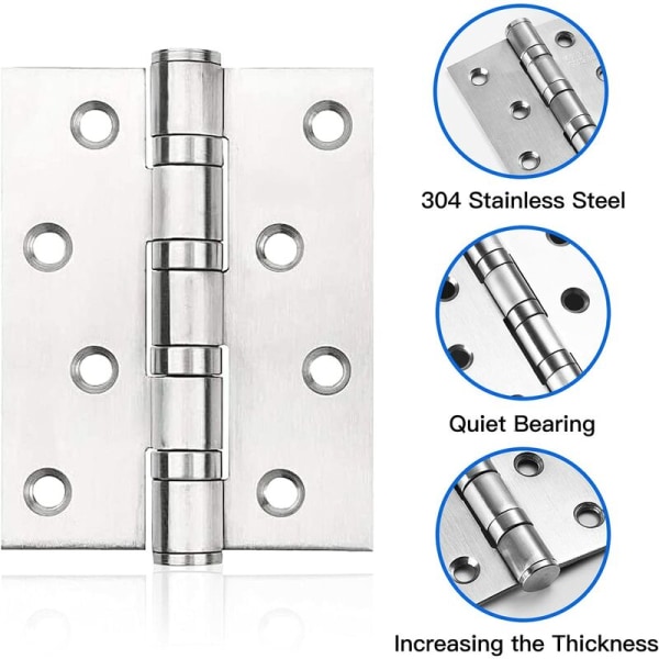 2 stk kraftige dørhengsler, hengsler i rustfritt stål for utendørs bruk, hengsler i rustfritt stål for hjemmemøbler, maskinvare for skap