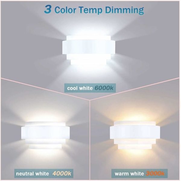 Lightess 12W Inomhusvägglampa LED 3 Färgtemperaturer Lampa Modern Metallväggbelysning För Sovrum Trappbutik Vardagsrum Kontor Veranda Varm / Kallt