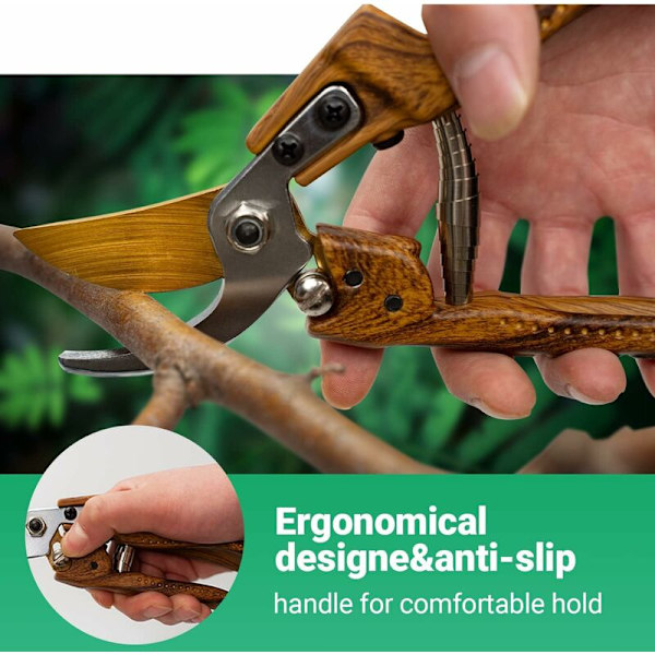 Hagebeskjæringssaks, profesjonell beskjæringssaks med skarpt blad i rustfritt stål, hage ux, ergonomisk hagebeskjæring