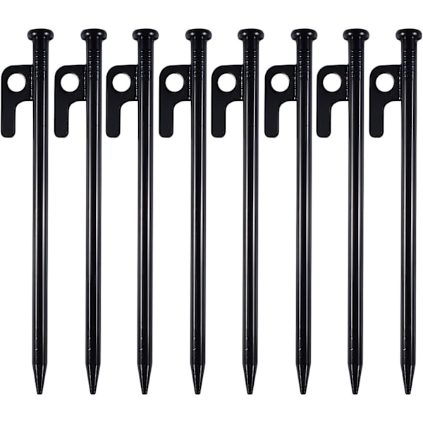 8 stk kraftige teltplugger, teltplugger, metallplugger, 20 cm høye styrke smidd jern camping teltplugger med krok og hull for camping, camping ca