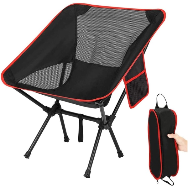 (rød) Ultralet og foldbar bærbar campingstol til udendørs,