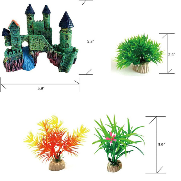 Akvarium dekoration växter, 13 stycken storlek plast akvarium växt