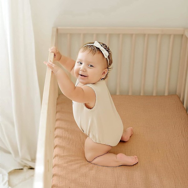 Muslin Sengestoff - Justerbare Sengestoff til Babymadrasser for Jenter og Gutter - 71*132cm, 2-pakning