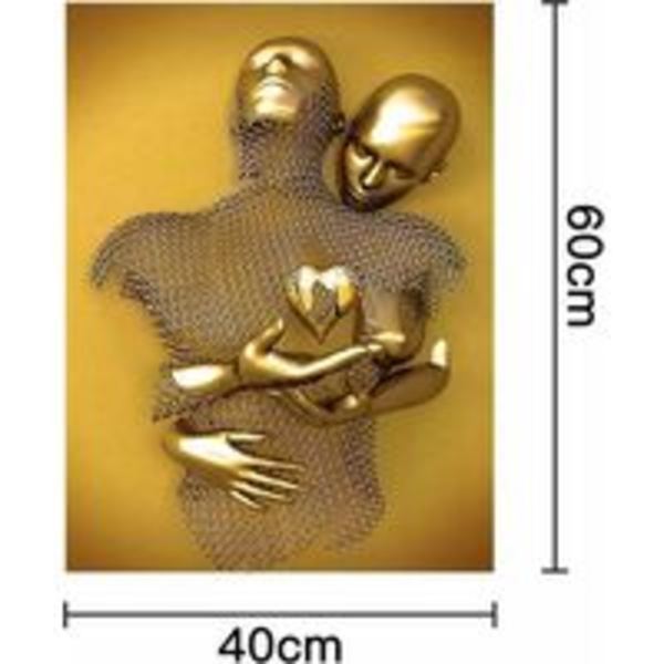 Modern konstposter, abstrakt metallfigur skulptur canvas, 3D metallfigur staty väggkonst dekoration oramad för vardagsrum/sovrum/kontor, 4060c