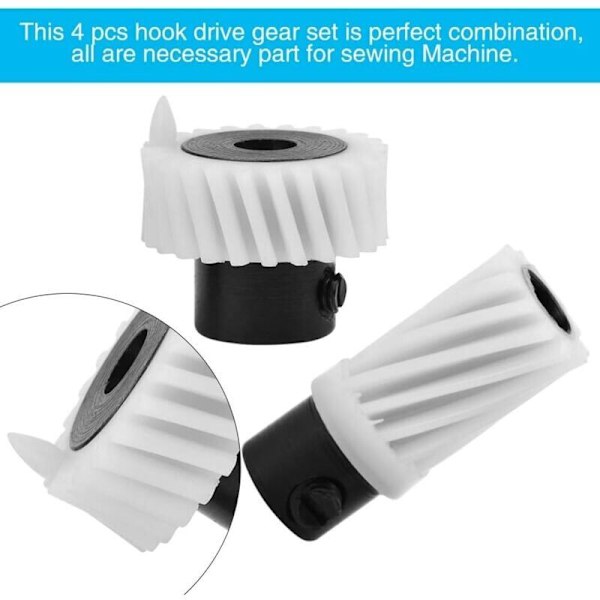 Krogedrev Gear til Singer, Holdbare Plast Universal Drev Gear, Foderaksel Gear Udskiftningstilbehør, 4 stk. Singer Gear Kit
