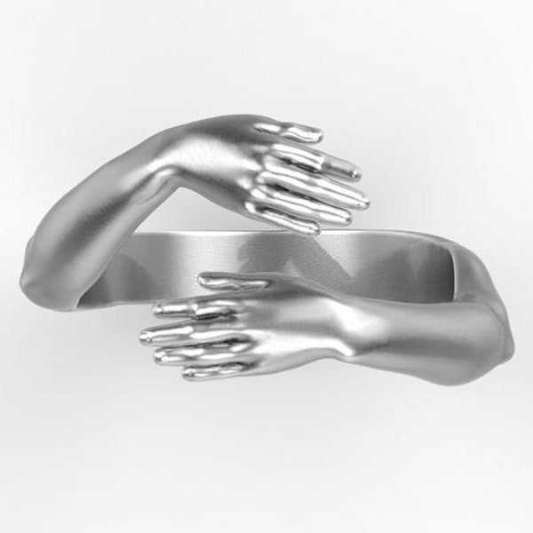 2 stk. Guld Sølv Kærlighed Kram Ring Bånd Åben Finger Smykker Fuld Justerbar, Til Mænd Kvinder Fest Ringe Åben Ring Gave