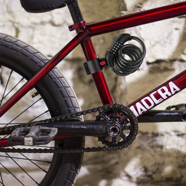 Cykellås, Lang 120cm x 12mm, Kabel Lås til Cykel Scooter Motorcykler Cykelport med 5-cifret Smart Kode (Sort)