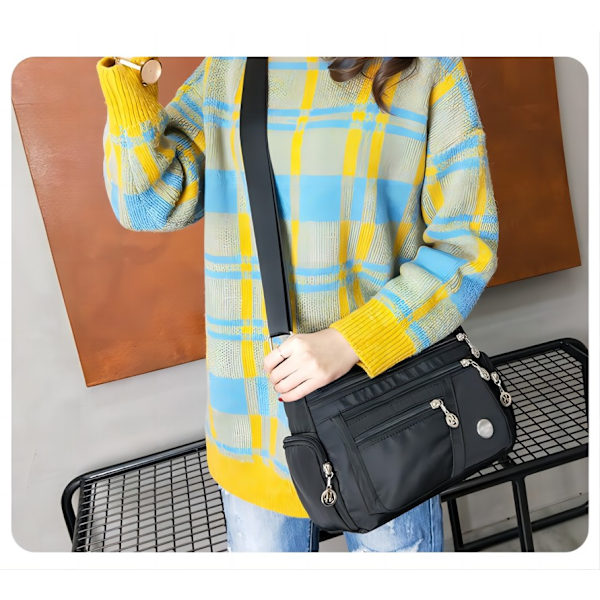 Naisten crossbody-laukut, rennot käsilaukut ja olkalaukut, nailonista valmistetut käsilaukut, kevyet, vedenpitävät crossbody-laukut, varkaudenestolaukut (musta)