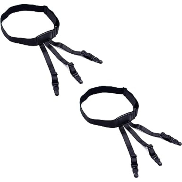 Herrar skjorta och strumpa klämmor justerbar längd svart 2-pack