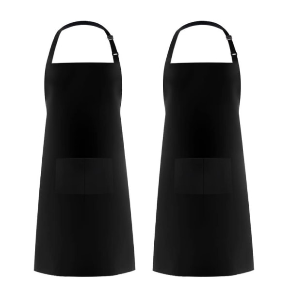 Svart Utopia Kök 2-pack Justerbar Haklappsförkläde med 2 Ficka
