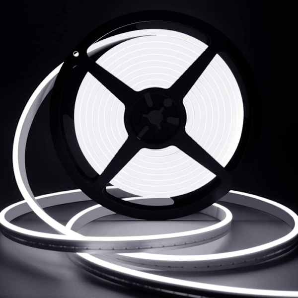 10M LED-strip, 24V 6000K Vit Neon Dimbar LED-strip Ljus, IP65 Vattentät Silikon Klippbar Flexibel Neon Lampa för Sovrum, Kök, Dekoration