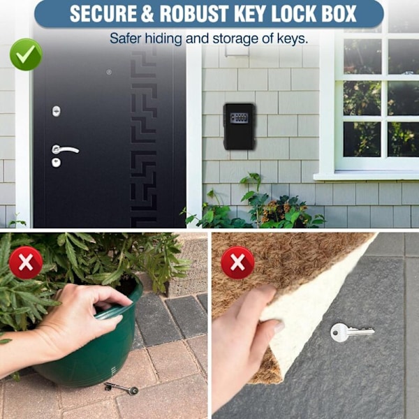 Säkert nyckelskåp, Stor Utomhus SECURETEE KEYS med 4-siffrig kod Vattentät Väggbox, Robust Digital Utomhus Nyckellåda för Garage Fabrik