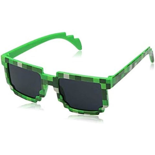 Retro box sunglasses (green check), adult green camouflage pixel sunglasses