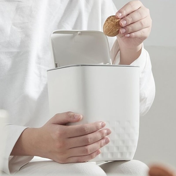 1 stk liten bordbøtte, mini kjøkkenbord søppelbøtte, mini baderom søppelbøtte med knappdeksel, mini skrivebordssøppel, for baderom, kjøkken, skrivebord