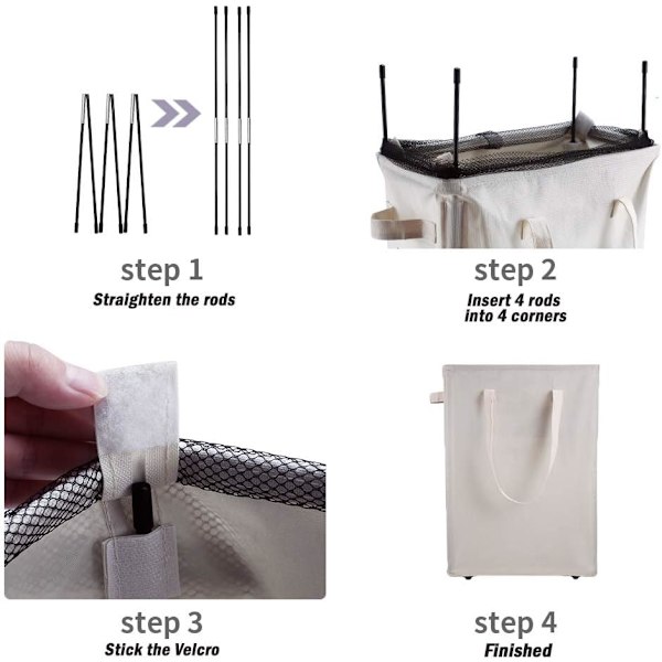 45L Vasketøjskurv med Håndtag, Sammenklappelig Slank Vasketøjskurv Oxford Klud Vasketøjspose Rektangulær Vasketøjskurv Badeværelse Opbevaringspose 39x19x60CM (Be