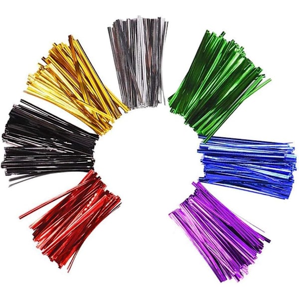 700 Pack Metallic Twist Ties Färgglada slipsar för cellofanpåsar Fest Cello Cake Pops 7 färger