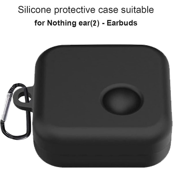 Fodral för Nothing Ear (2), lätt TPU mjukt silikonfodral stöttåligt skyddsfodral med karbinhake transparent