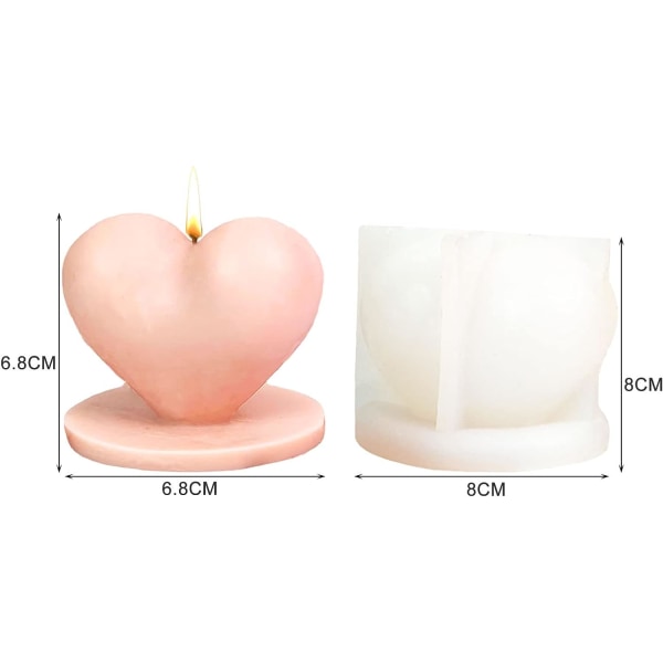 1 stk. hjerteformet silikone stearinlysform - 3D stearinlysform - håndværkslys