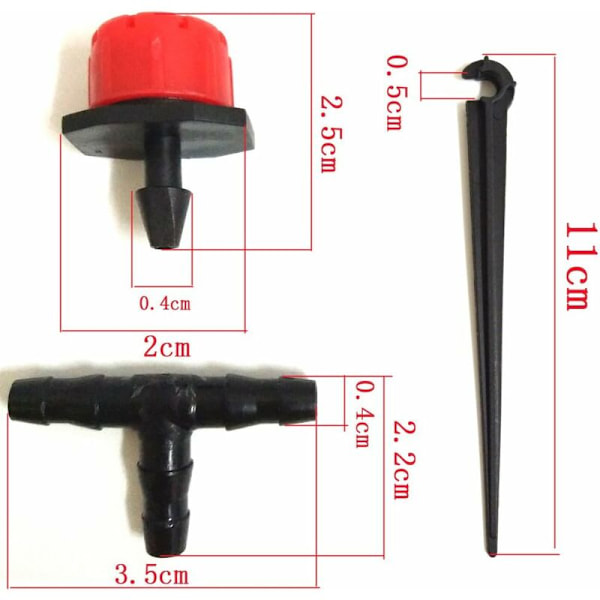 150 st Justerbar bevattning + T-kopplingar + Stödpinnar för dräneringsrör kit DIY bevattningssystem mikro dropp automatisk kit av mikro system