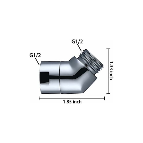 1 rom hånddusj hånddusj dusj, 135 ° Elbage tilt dusjhodeadapter, messing dusjadapter, for universelt grensesnitt på 1/2 tomme dusj (krom
