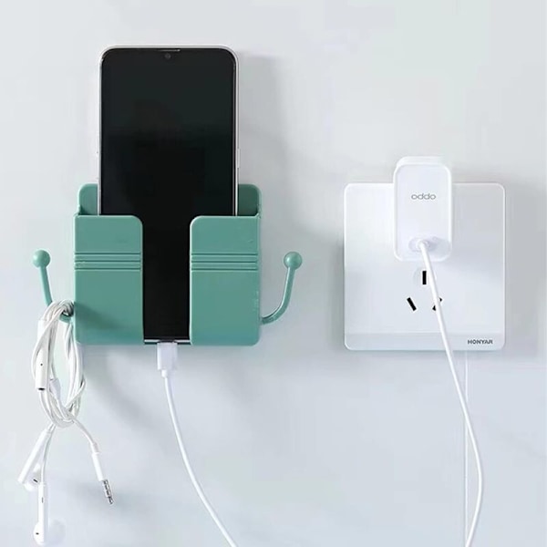 Set med 4 väggfästen för mobiltelefon med krok, självhäftande förvaringslåda för fjärrkontroll, väggfäste för fjärrkontroll för laddare, organizer