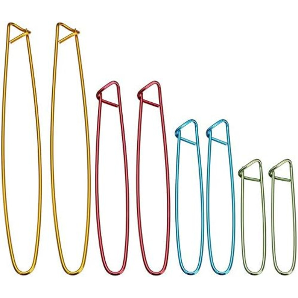 Set med 8 aluminiumstygnstoppar stickningsnålar virkningsgrundläggande verktyg 4 storlekar slumpmässig färg