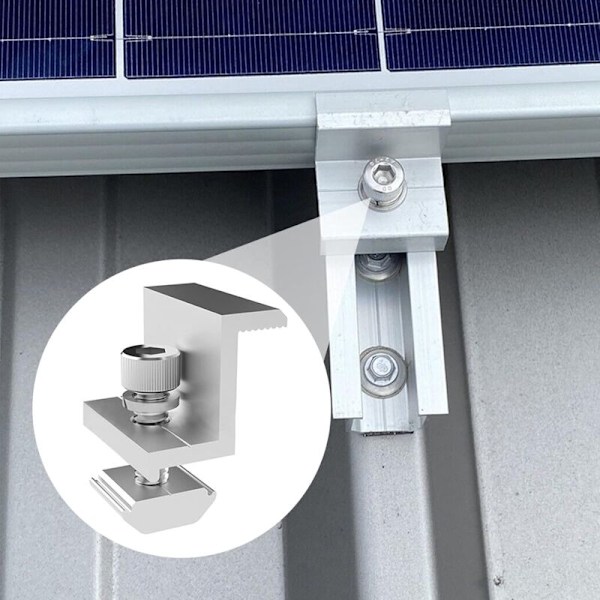 Aurinkopaneeli, aurinkopaneelipihdituki, 4 kpl aurinkopaneelin kiinnitystä aurinkopaneelille, 30 mm moduulikorkeudelle