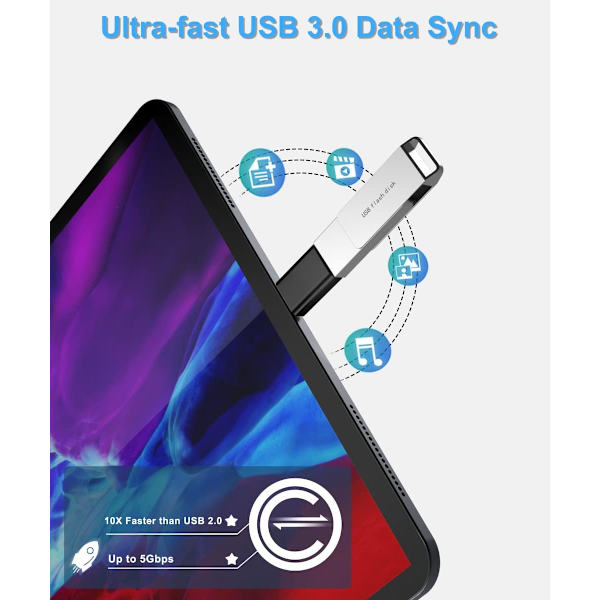 Musta - 3 kpl USB C -uros USB 3.0 -naarasadapteria 3 pakkausta, Thunderb